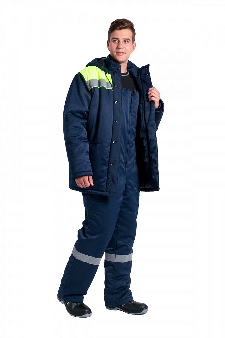 Куртка зимняя мужская Эксперт-Люкс NEW (тк.Смесовая,210), т.синий/лимонный
