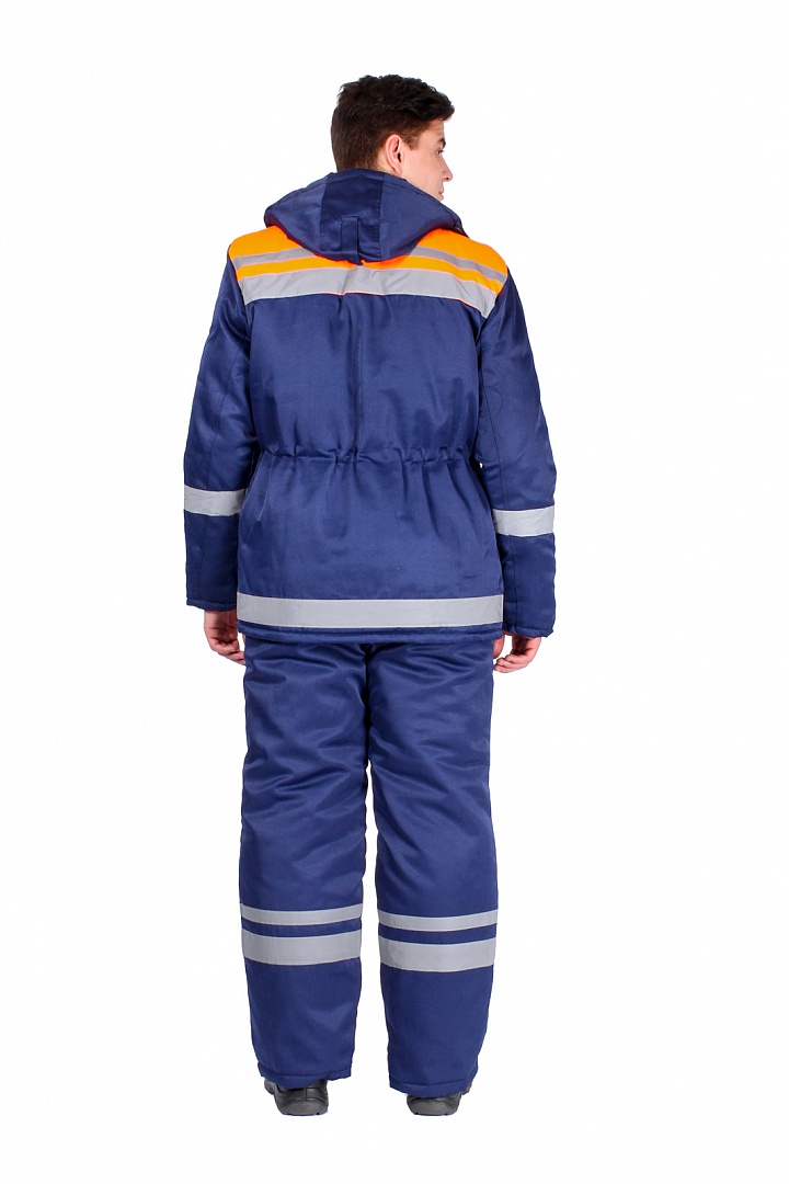 Костюм зимний мужской Горизонт-Люкс (тк.Смесовая,210) брюки, т.синий/оранжевый