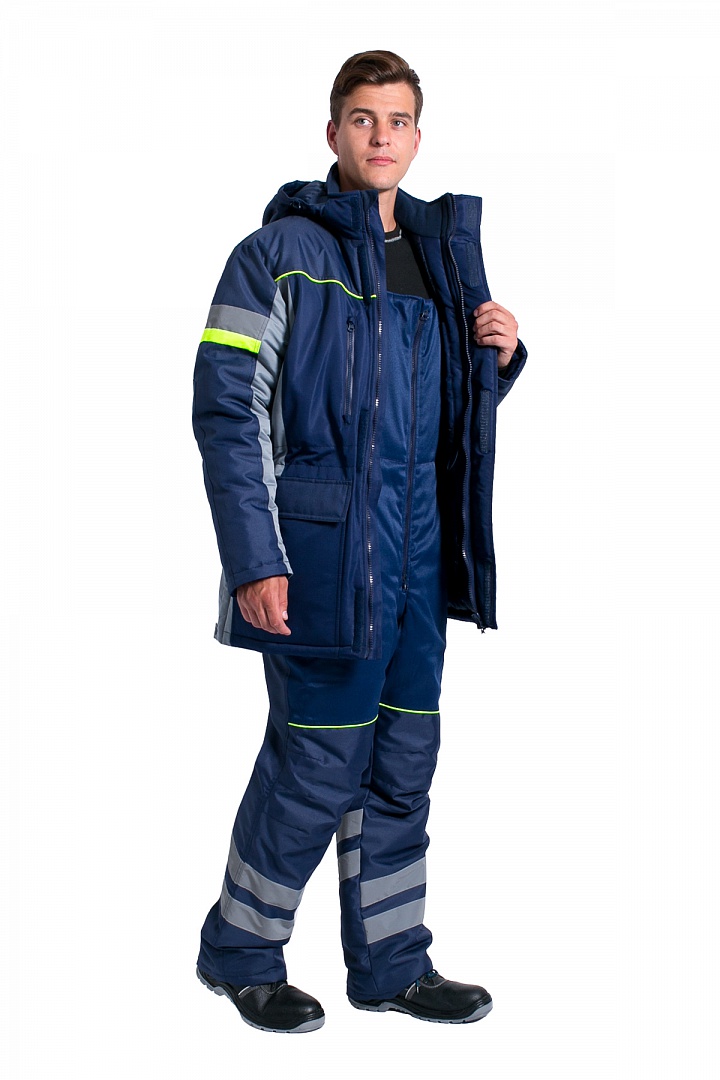 Куртка зимняя мужская PROFLINE SPECIALIST (тк.Таслан), серый/т.синий